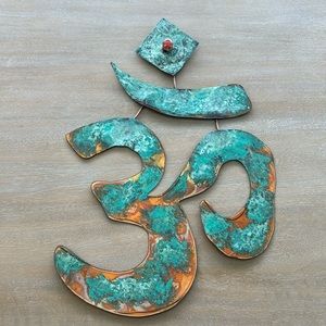Handmade copper namaste wall hanging